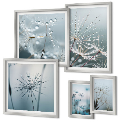Set di quadri incorniciati Gocce d'acqua sulle piante