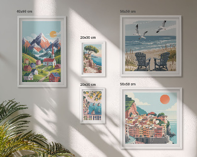 Set di quadri incorniciati Paesaggi montani e marini in stile retrò