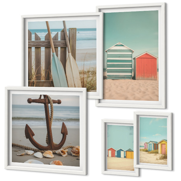 Set di 5 quadri Eleganti case sulla spiaggia