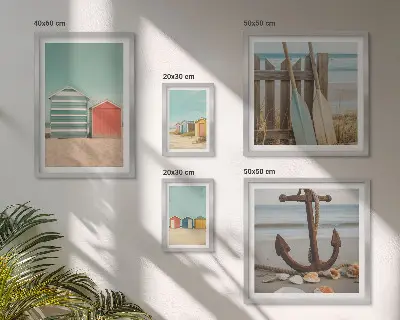 Set di 5 quadri con eleganti case sulla spiaggia