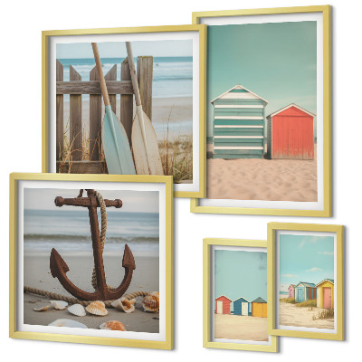 Set di 5 quadri Eleganti case sulla spiaggia