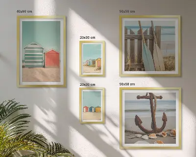 Set di 5 quadri con eleganti case sulla spiaggia