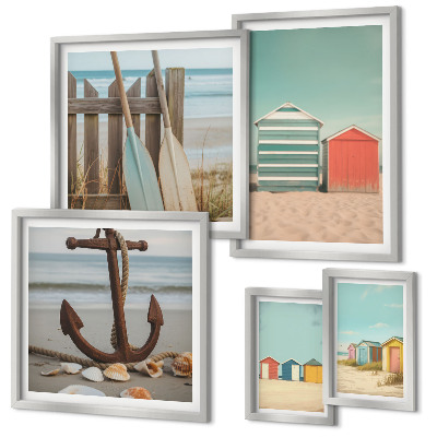 Set di 5 quadri Eleganti case sulla spiaggia