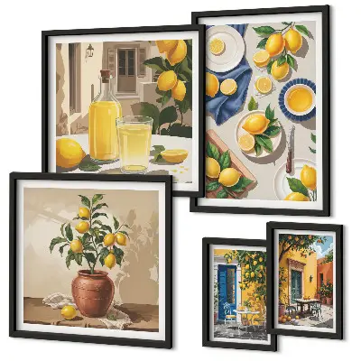 Set di quadri incorniciati decorazione murale a tema Limone Idee Mediterranee