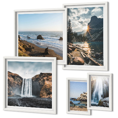 Polittico con cornice Paesaggi, cascate, spiagge
