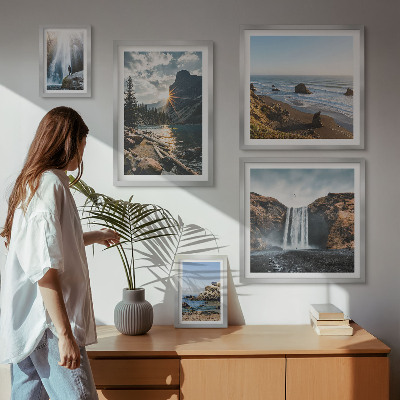Polittico con cornice Paesaggi, cascate, spiagge