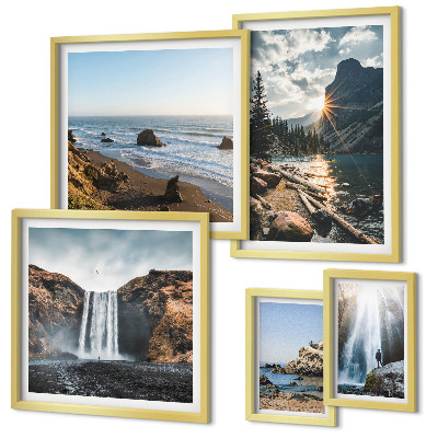 Polittico con cornice Paesaggi, cascate, spiagge