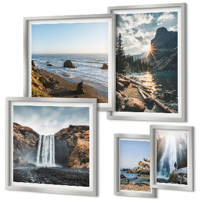 Polittico con cornice Paesaggi, cascate, spiagge