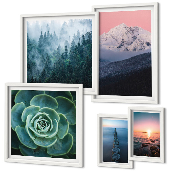 Set di 5 quadri Paesaggi montagne mare boho
