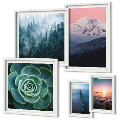 Set di 5 quadri Paesaggi montagne mare boho