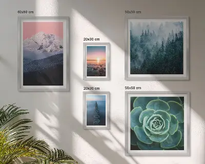 Set di 5 quadri con paesaggi di montagne e mare in stile boho