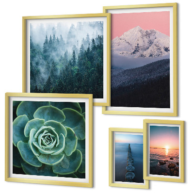 Set di 5 quadri Paesaggi montagne mare boho