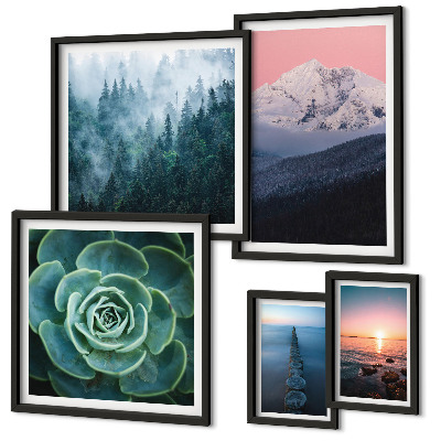 Set di 5 quadri Paesaggi montagne mare boho