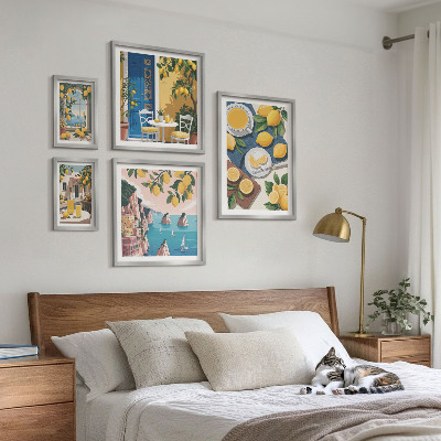 Set di quadri incorniciati Freschezza di limone, stile boho estivo