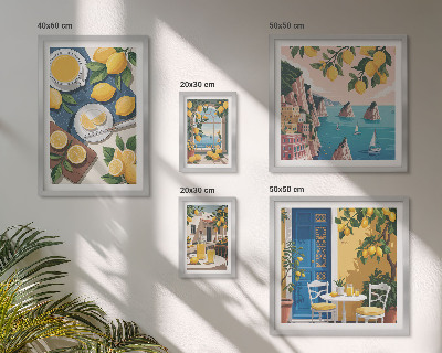 Set di quadri incorniciati Freschezza di limone, stile boho estivo