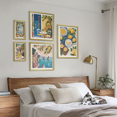 Set di quadri incorniciati Freschezza di limone, stile boho estivo