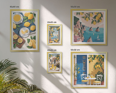 Set di quadri incorniciati Freschezza di limone, stile boho estivo
