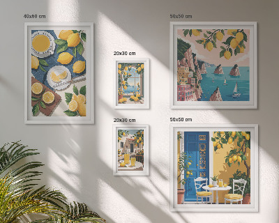 Set di quadri incorniciati Freschezza di limone, stile boho estivo