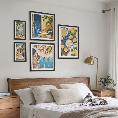 Set di quadri incorniciati Freschezza di limone, stile boho estivo