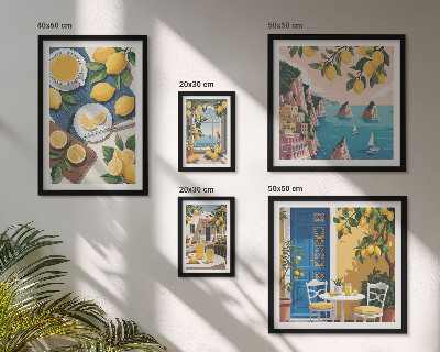 Set di quadri incorniciati Freschezza di limone, stile boho estivo