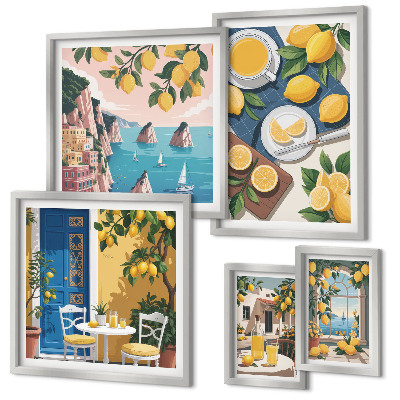 Set di quadri incorniciati Freschezza di limone, stile boho estivo