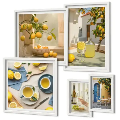 Polittico con cornice Limoni rustici decorazione da parete per la cucina