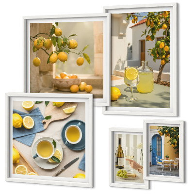 Polittico con cornice Limoni rustici per la cucina