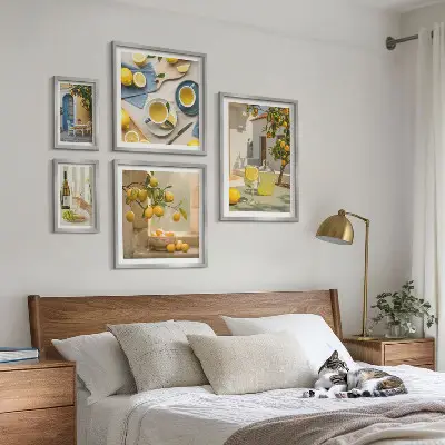 Polittico con cornice Limoni rustici decorazione da parete per la cucina