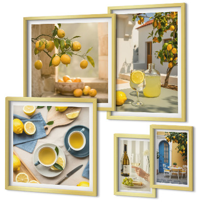 Polittico con cornice Limoni rustici per la cucina