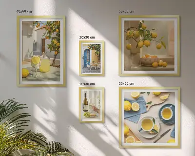 Polittico con cornice Limoni rustici decorazione da parete per la cucina