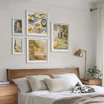 Polittico con cornice Limoni rustici decorazione da parete per la cucina