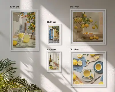 Polittico con cornice Limoni rustici decorazione da parete per la cucina