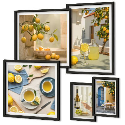 Polittico con cornice Limoni rustici per la cucina