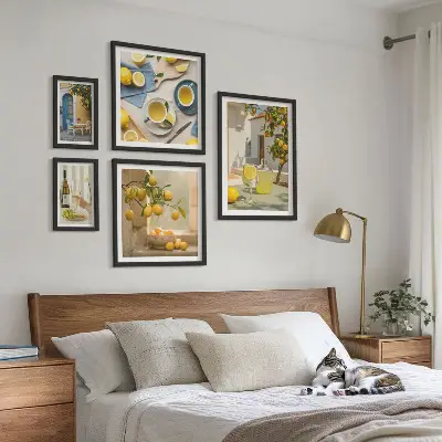Polittico con cornice Limoni rustici decorazione da parete per la cucina