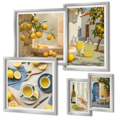 Polittico con cornice Limoni rustici per la cucina