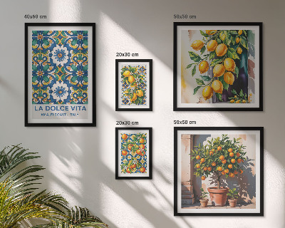 Set di 5 quadri decorazioni in stile amalfitano con agrumi italiani