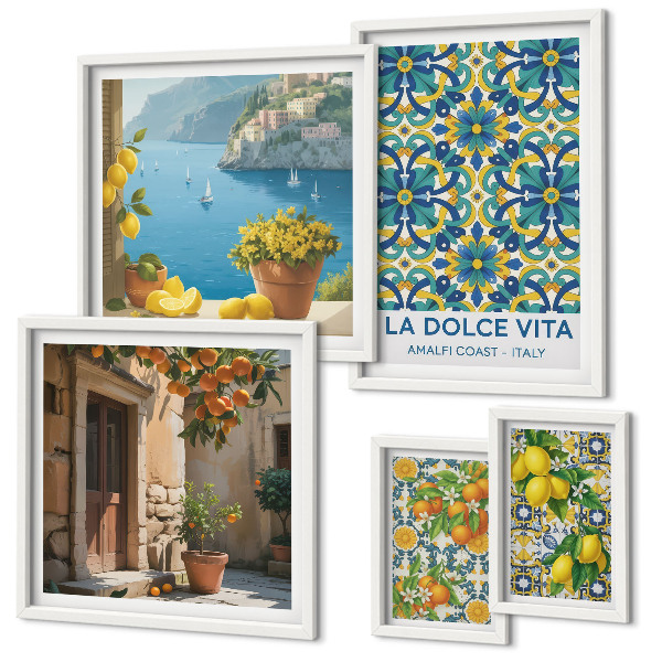 Set di quadri incorniciati fiori di agrumi italiani della Amalfi