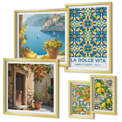 Set di quadri incorniciati fiori di agrumi italiani della Amalfi