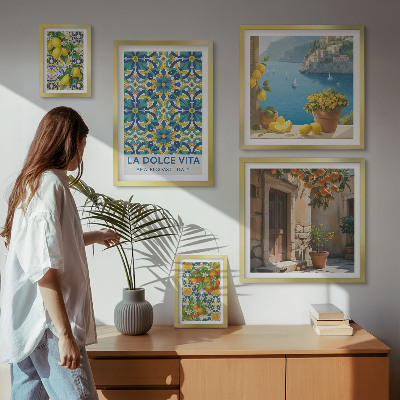 Set di quadri incorniciati fiori di agrumi italiani della Amalfi