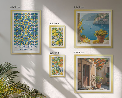 Set di quadri incorniciati fiori di agrumi italiani della Amalfi