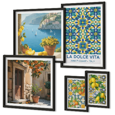 Set di quadri incorniciati fiori di agrumi italiani della Amalfi