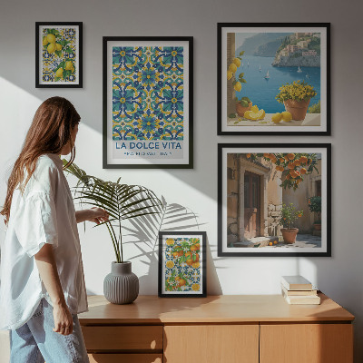 Set di quadri incorniciati fiori di agrumi italiani della Amalfi