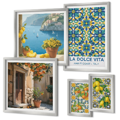 Set di quadri incorniciati fiori di agrumi italiani della Amalfi