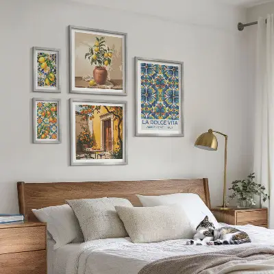Agrumi italiani in stile mediterraneo polittico con cornice