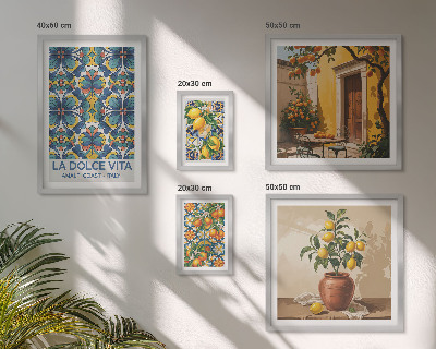 Polittico con cornice Agrumi italiani in stile mediterraneo