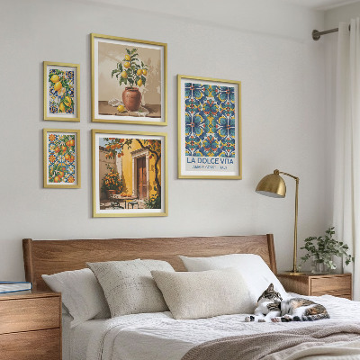 Polittico con cornice Agrumi italiani in stile mediterraneo