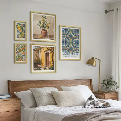 Agrumi italiani in stile mediterraneo polittico con cornice