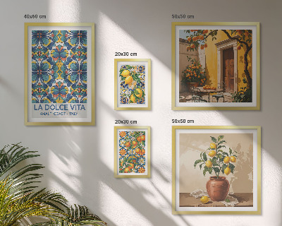 Polittico con cornice Agrumi italiani in stile mediterraneo