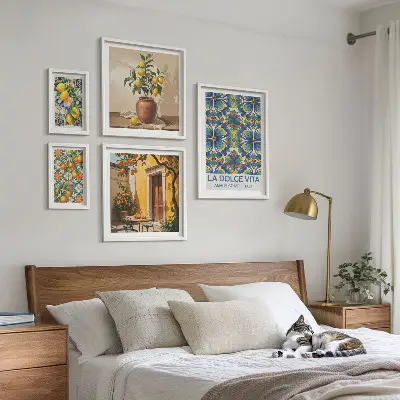 Agrumi italiani in stile mediterraneo polittico con cornice