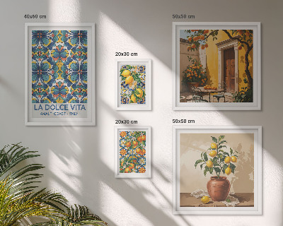 Polittico con cornice Agrumi italiani in stile mediterraneo